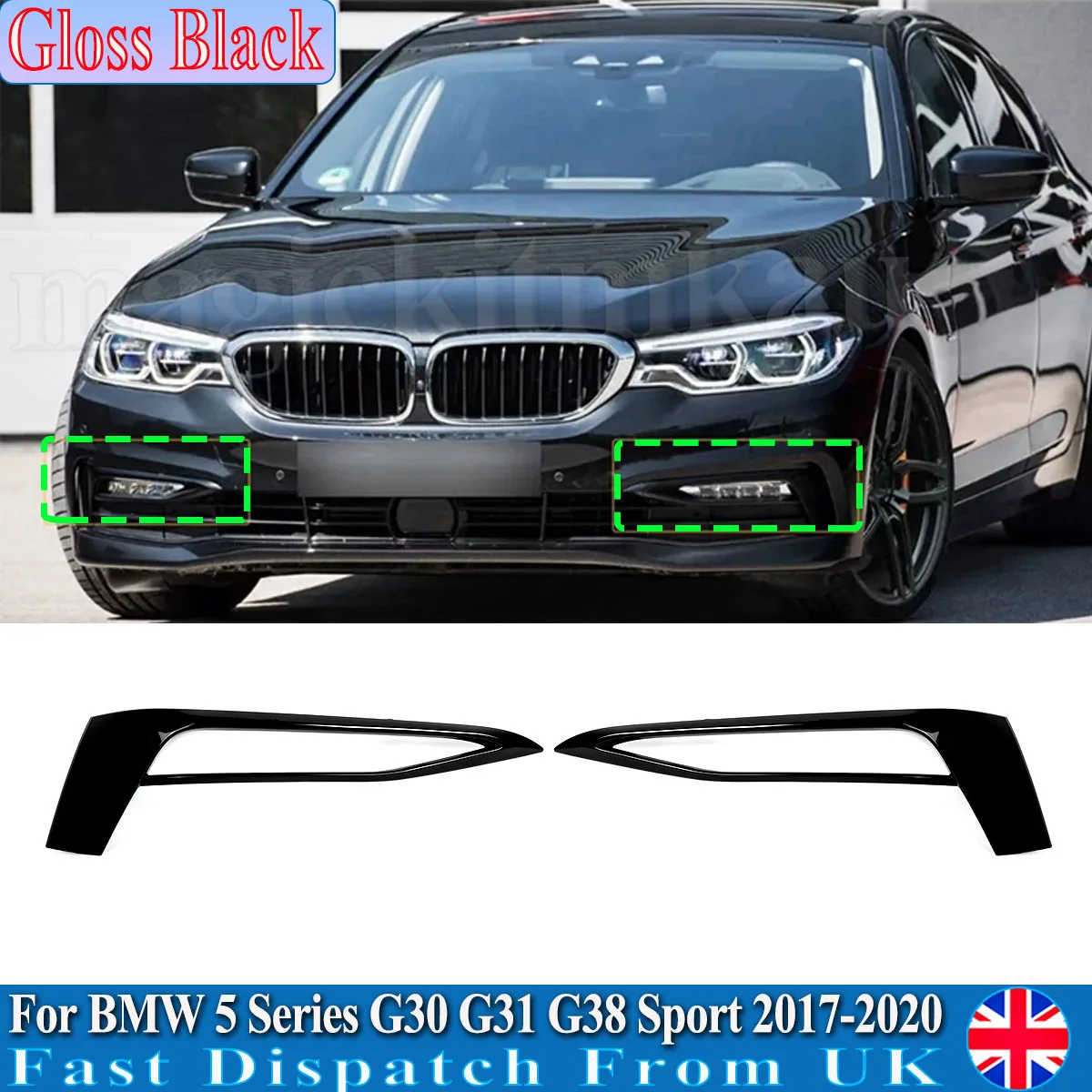 

Front Fog Light Lamp Bezel Cover For BMW 5 Series G30 G31 G38 518d 520i 530i 540i Sport 2017 2018 2019 2020 Fog Lamp Cover Frame