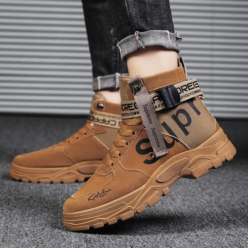 Men\'s boots Short Boots Luxury brand Casual sneaker Safety shoes men Motorcycle boots for men High Ankle Walking shoes man botas