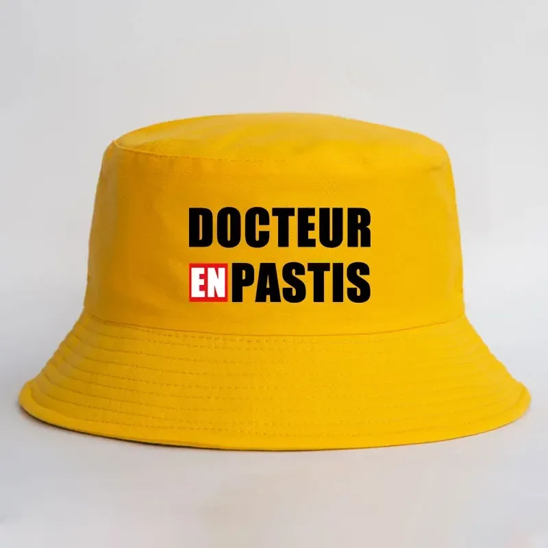 Fashion Summer Reversible Bucket Hat Docteur En Pastis Print Adult Cotton Fisherman Cap Woman Man Casual Daily Sun Beach Bobs