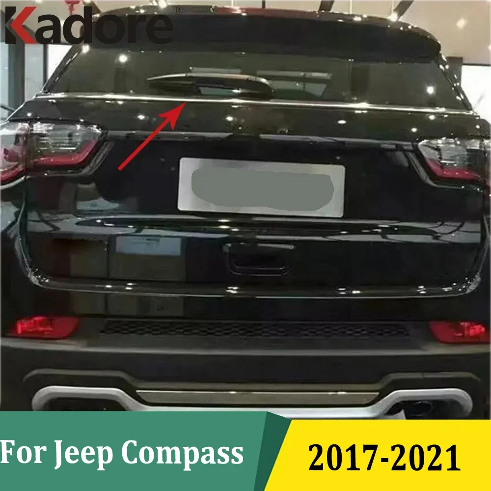 For Jeep Compass 2017 2018 2019 2020 2021 Rear Window Spoiler Cover Stripe Tail Windows Trim Sticker Car Styling Stainless