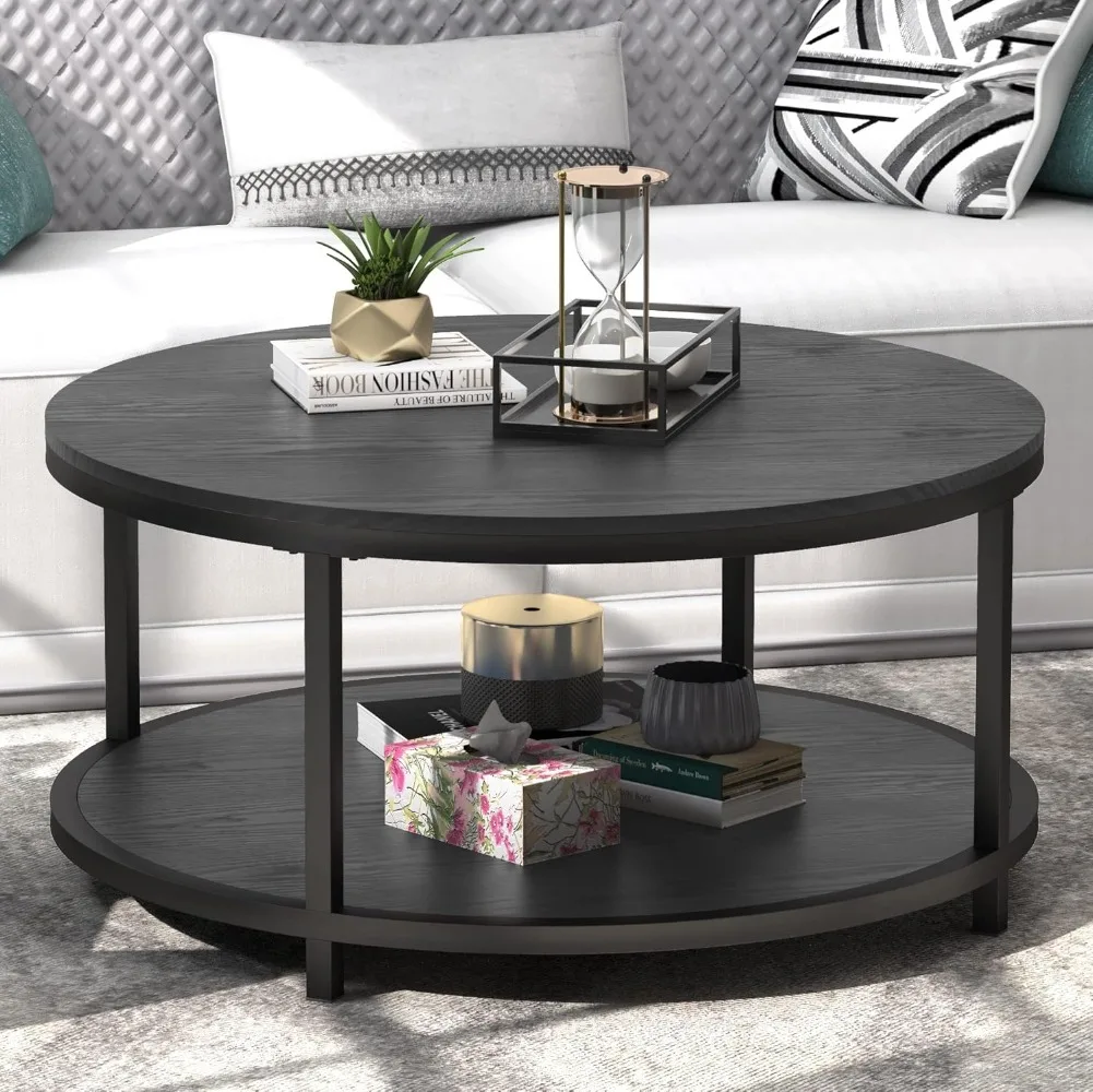 

Coffee Table with Storage Shelf and Sturdy Metal Legs, Robust and Durable, Easy Assembly, Tea Table