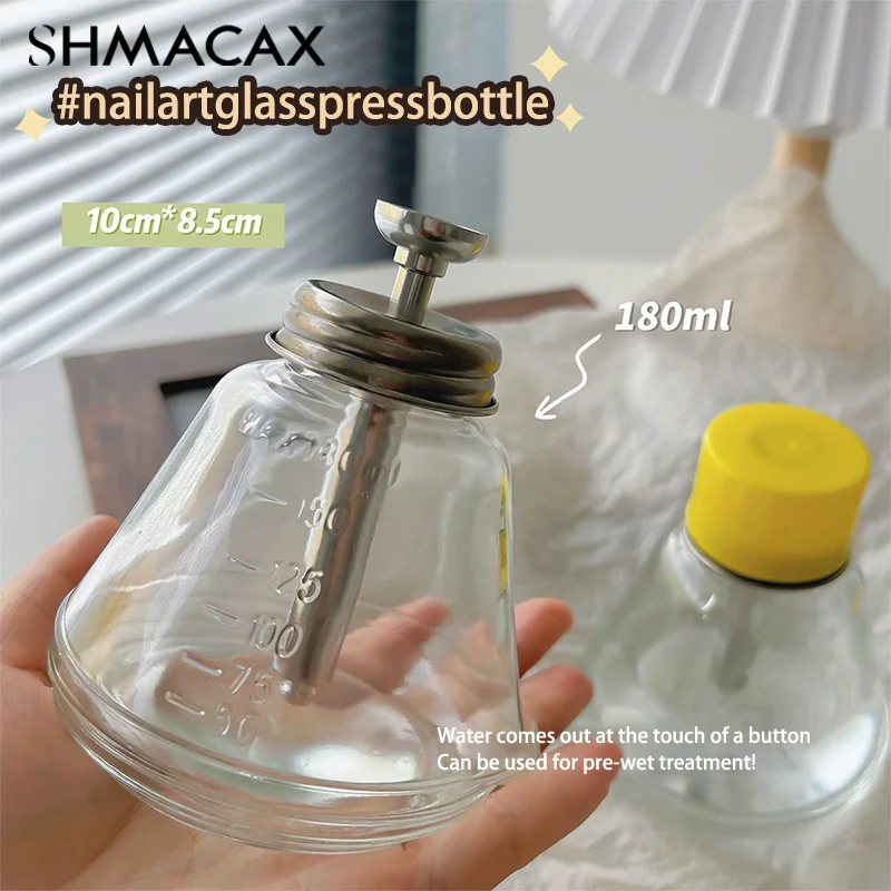 180ML Glass Nail Art Pump Dispenser Cleaner Bottle Liquid Alcohol Bottle Phone Screen Repair Remover Cleaner Bottle Dispenser