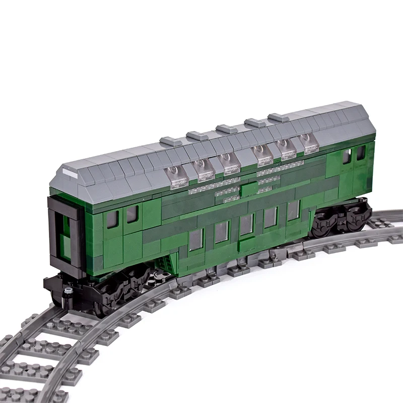 MOC City kreatywny piętrowy pociąg pasażerski Rheingold ekspres kolejowy klocki do budowy cegła DIY zabawka techniczna na prezenty dla dzieci
