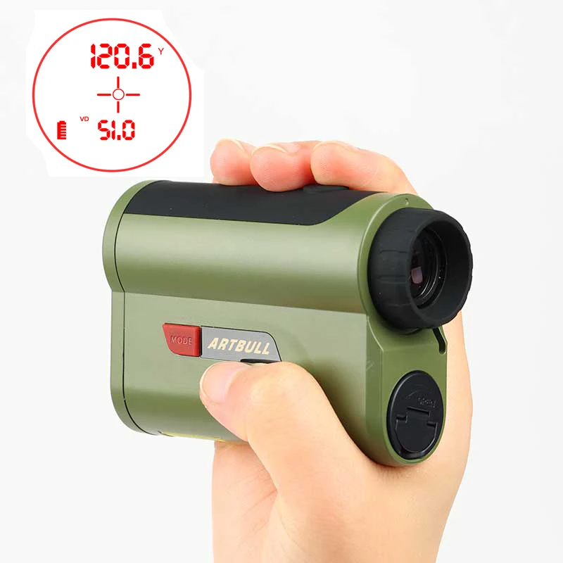 7x تضخيم OLED شاشة حمراء ليزر Rangefinder الصيد مقياس مسافات في الهواء الطلق 2000 1200 ياردة