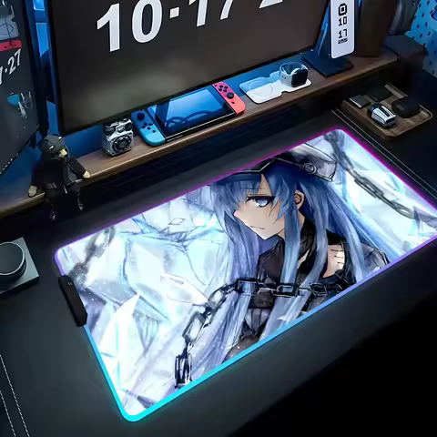 esdeath Mouse Pad RGB Gaming Mousepad Big LED Pad PC Desk Mat Luminous Mouse Pad Large Keyboard Mats Table Rug With Backlit