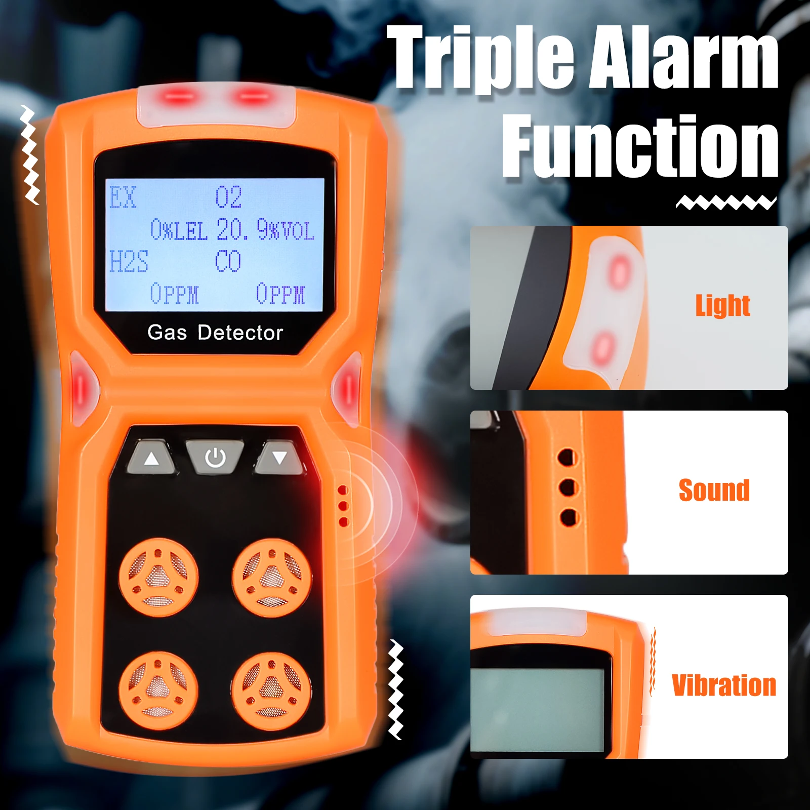 Multi Gas Detector Gas Meter O2 H2S CO LEL 4 in 1 Oxygen Hydrogen Sulfide Carbon Monoxide Combustible Gas Leak Detector 4in1