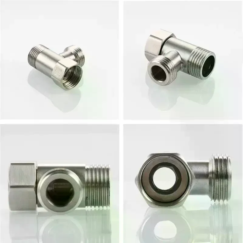 1Pcs Diverter Bath Toilet Sprayer Shower Head Water Pipes 3 Way T Valve Adapter Connector Copper Brass 3/8 1/2 9/16