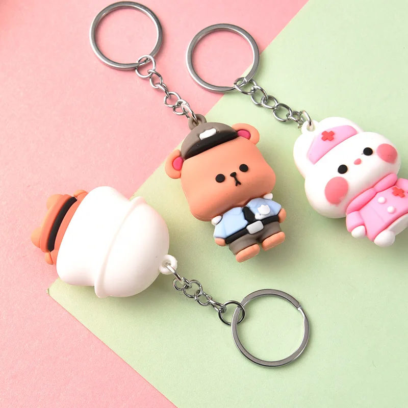 

New creative soft plastic three-dimensional doll cartoon animal keychain student small gift bag ornaments