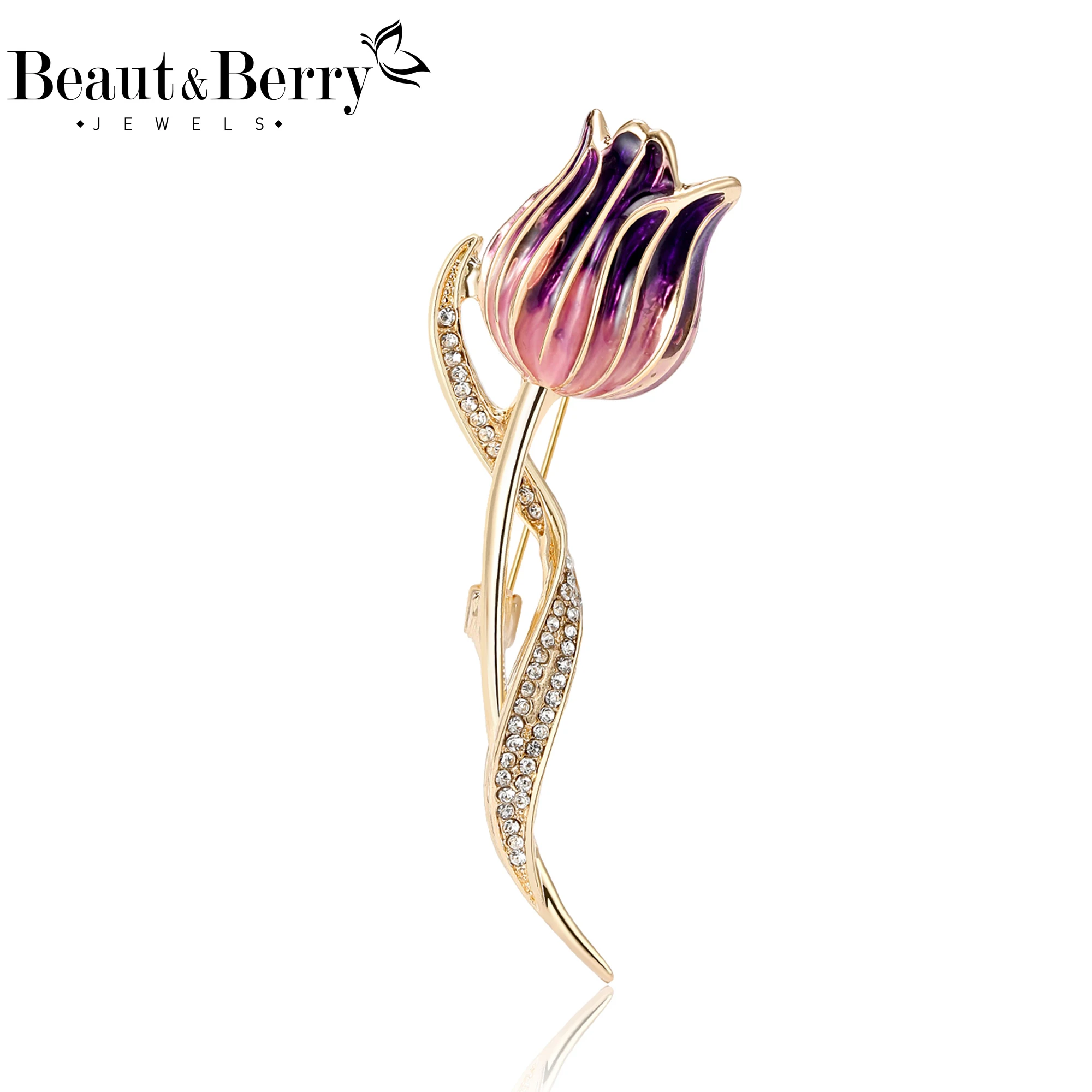 

Beaut&Berry Luxury Enamel Tulip Brooches for Women Unisex Plant Pins Casual Party Jewelry Accessories Gifts Decoration