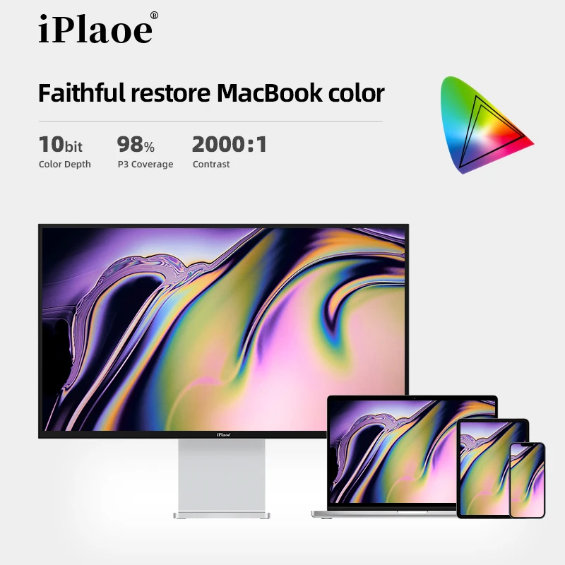 شاشة مصممة بدقة 4K UHD مقاس 27 بوصة: 98% DCI-P3 و99% Adobe RGB، ألوان 10 بت لتحرير الصور الاحترافية مع جسم من سبائك الألومنيوم