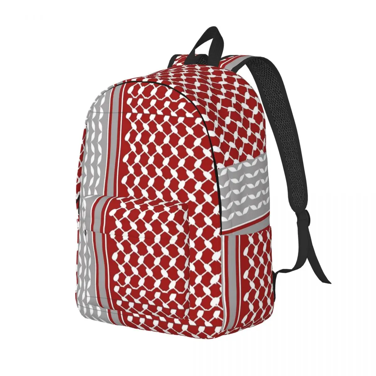 Keffiyeh And Lines In Red Backpack Palestine Folk Camping Backpacks Female High Quality Lightweight School Bags Funny Rucksack