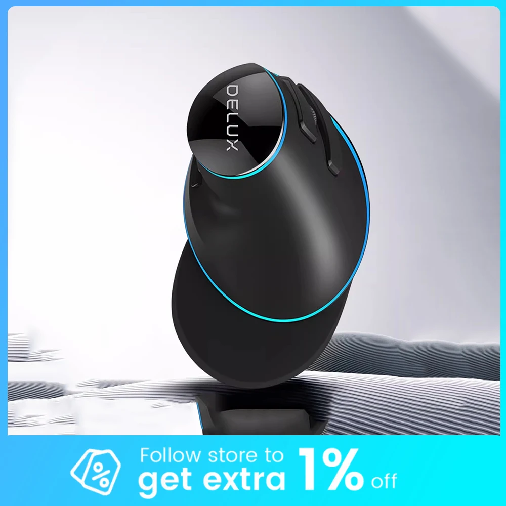 DELUX M618PLUS Mouse Kinesiology Office Work RGB Wireless Mouse Low Delay Mute Vertical Mouse For PC Accessories Gifts Gifts