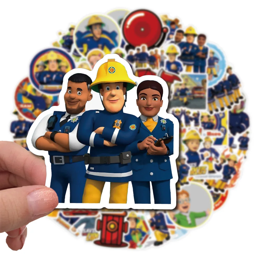 50Pcs/Set Fireman Sam Penny Norman Characters Stickers Kawaii Diy Stickers for Cup Suitcase Decoration Playset Pegatinas