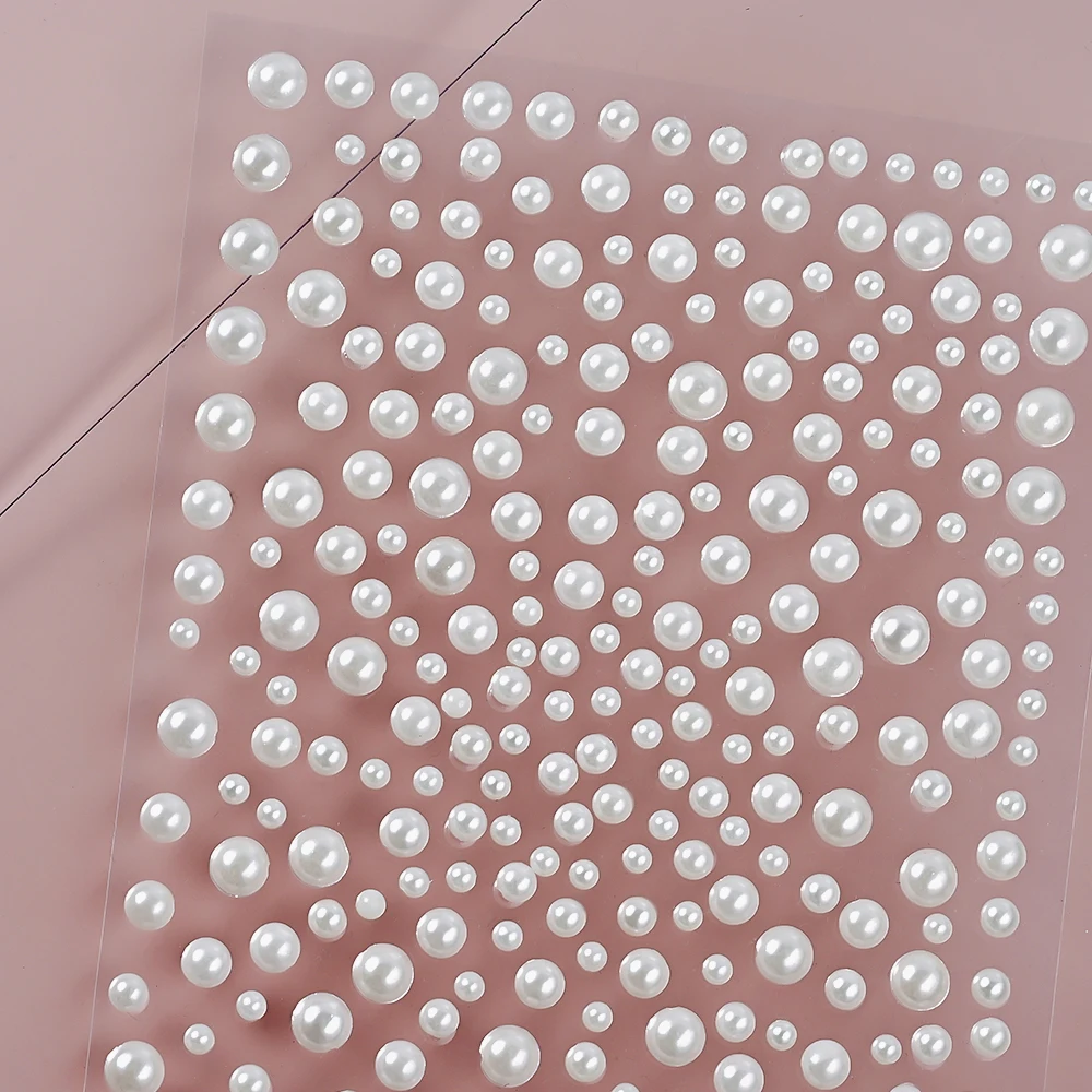 3D Runde Weiße Perlen-Strass-Gesichts-Schmucksteine 3/4/5mm Gemischte Selbstklebende Perlenperlen für Gesicht, Körper, Nägel, Haardekoration – Detail 7