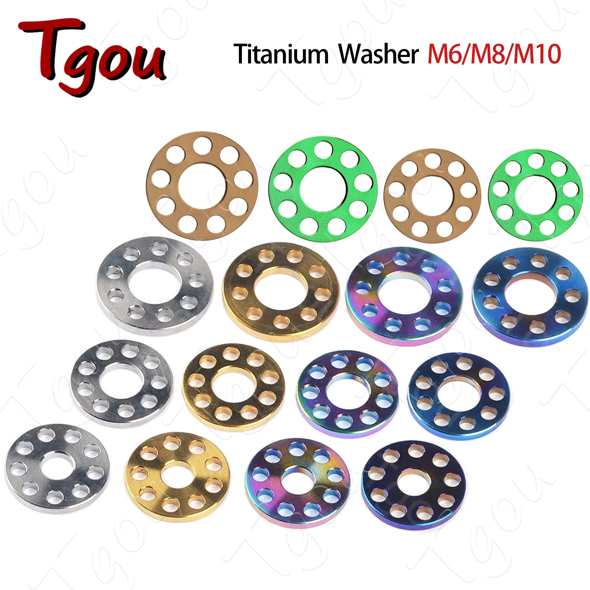 Tgou Titanium Washer M6/M8/M10 Nine Hole Gasket for Motorcycle 1pcs