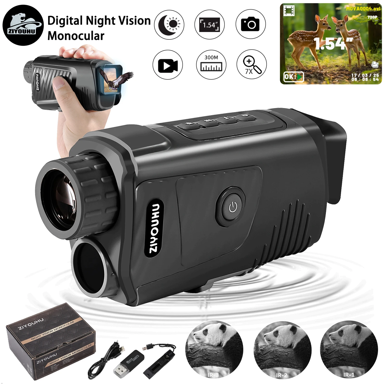 

ZIYOUHU Portable Handheld Single-Barrel Camera HD Digital Video Night Vision NV007 Model New Condition