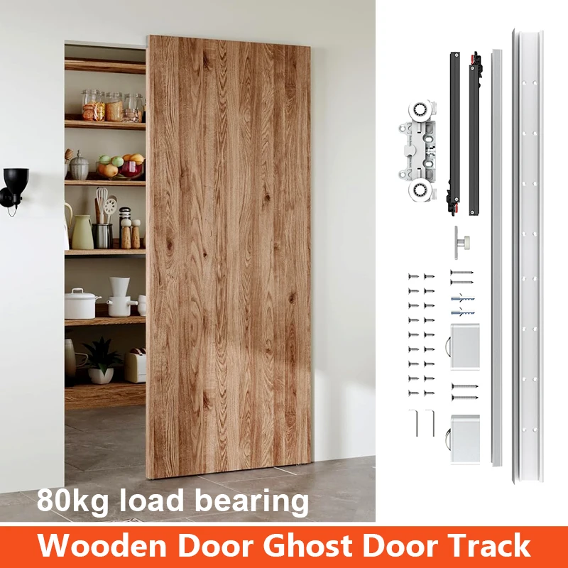 Concealed Sliding Barn Door Hardware 52in 1320mm Sliding Door Slide Rail Kit Home Interior Sliding Doors Hidden Sliding Track