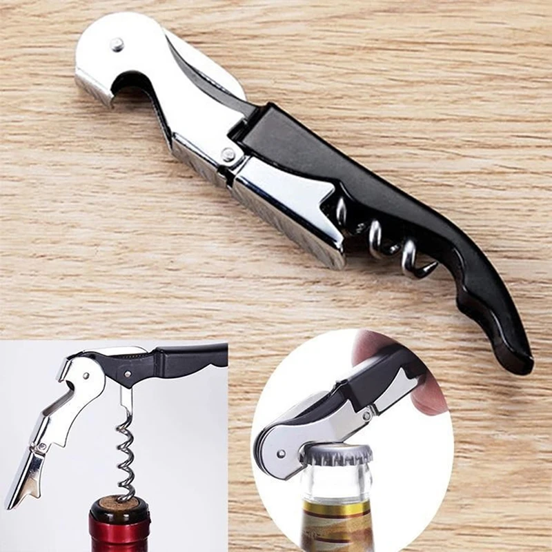 1pc Multi-Functional 2 In 1 Bottle Opener Stainless Steel Bar Table Bottle Opener Wine Beer Cap Remover Home Kitchen Accessories