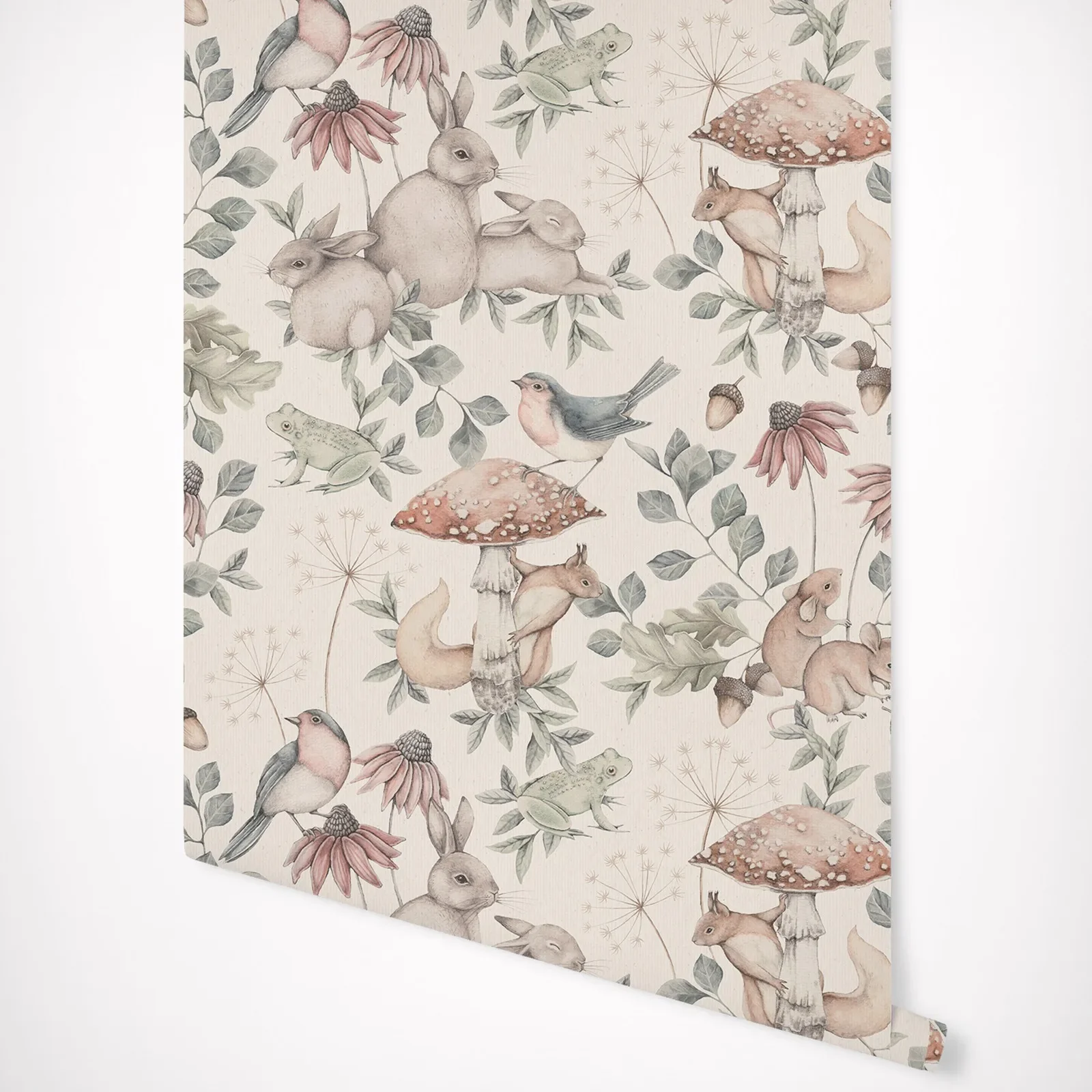 Magic fairytale landscape wallpaper for Kids with squirrels, robins, wood mice and rabbits,Animal Regular Wall Mural Decoration