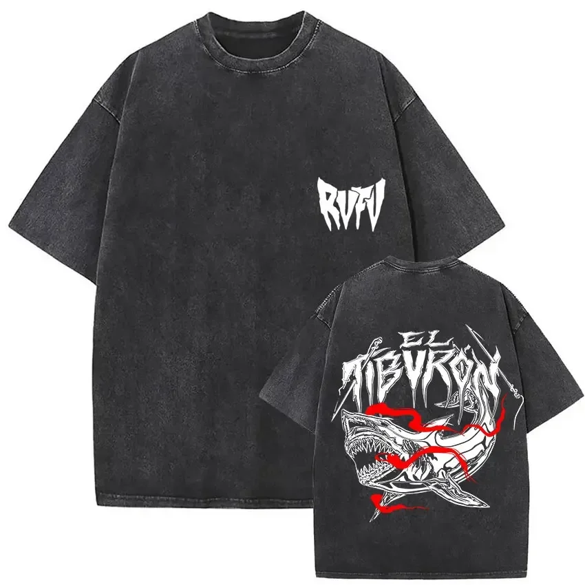 Customization Vintage Washed RVFV ELTIBVRON Tour 2025 Print T Shirt Men's High Quality Hip Hop Clothing T-shirts Man Punk Short
