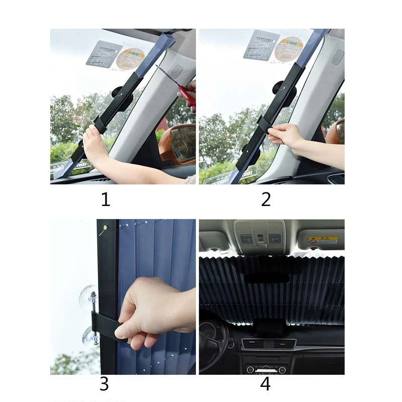 Retractable Car Windshield Sunshade UV Protection Heat Insulation Front Window Sun Block Auto Accessories