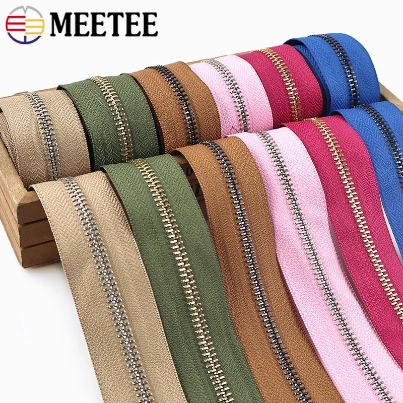 

1/2/5Yards 5# Metal Zipper for Sewing Garment Bag Replace Zip Purse Jacket Clothes Repair Tailor Zippers DIY Craft Accessories