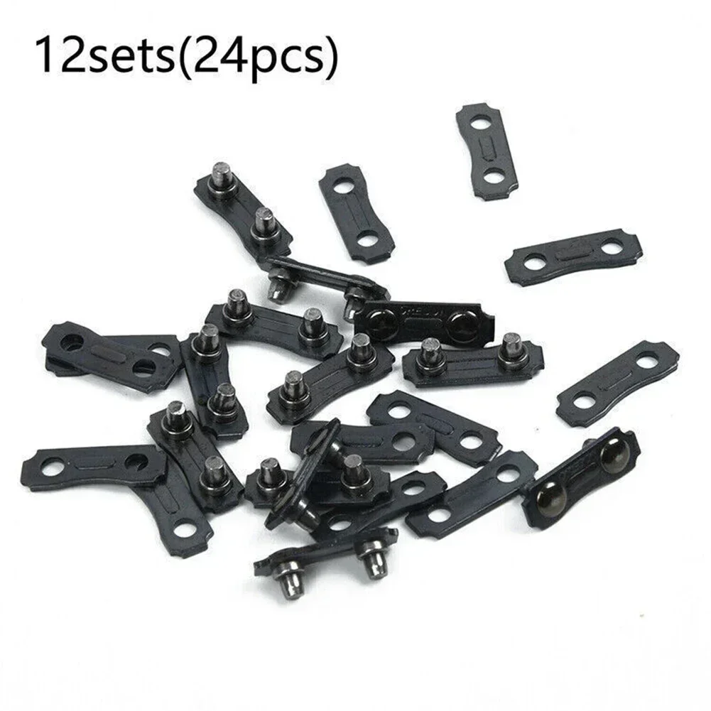 Chainsaw Chain Links Conectores, Tie Straps para Chainsaw, correias predefinidos, Metal Garden Power Tools, 3/8 LP 0,050 Polegada, 12Set