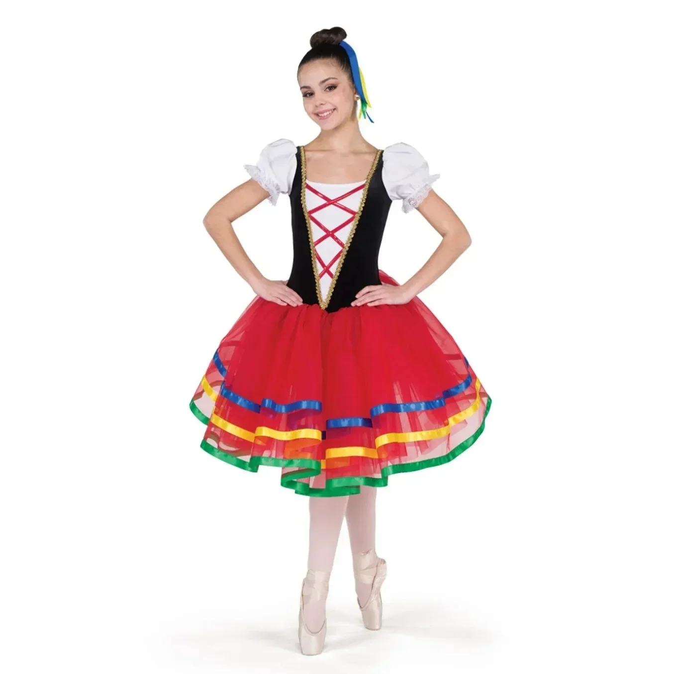 

Girls Ballet Dress Red Spanish Skirt Ballerina Dance Costume Kids Women Professional Long Stage Performance Elegant Clothing