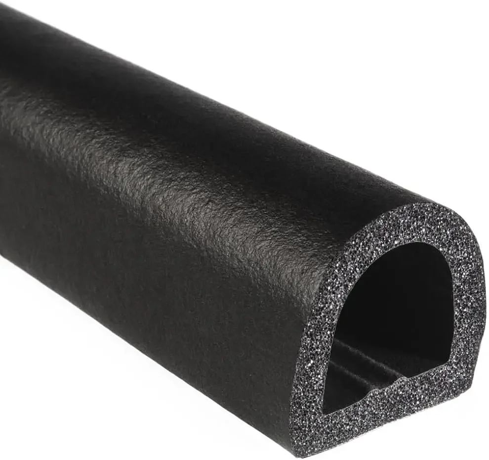 High Strength Bonded Tape D-Shaped Rubber Seal - EPDM Foam Seal – 1” Height, 1” Width, 125’ Length BT
