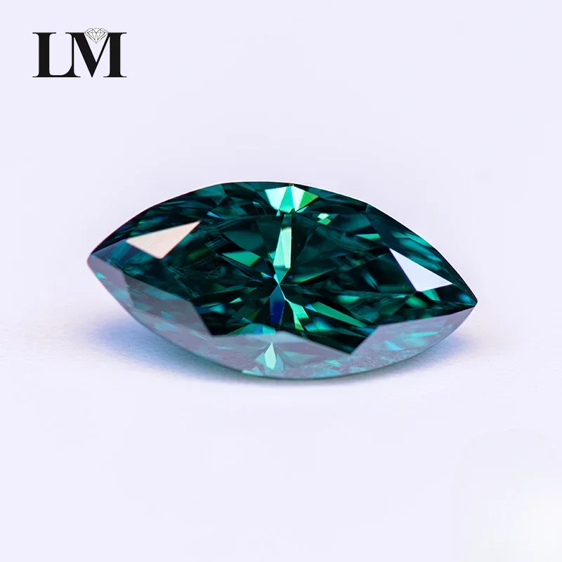 

Moissanite Stone Marquise Cut Emerald Green Primary Color GRA Certified Lab Grown Gemstone for Diy Charms Jewelry Making