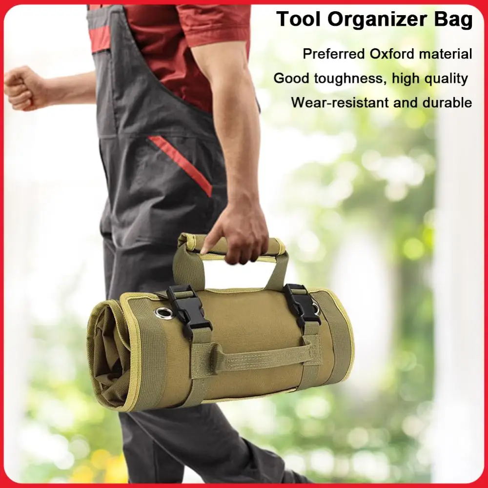 

Многофункциональная сумка для инструментов, органайзер-ролл с несколькими карманами, компактный подвесной держатель для инструментов для механиков/электриков/механиков мототехники/водителей грузовиков