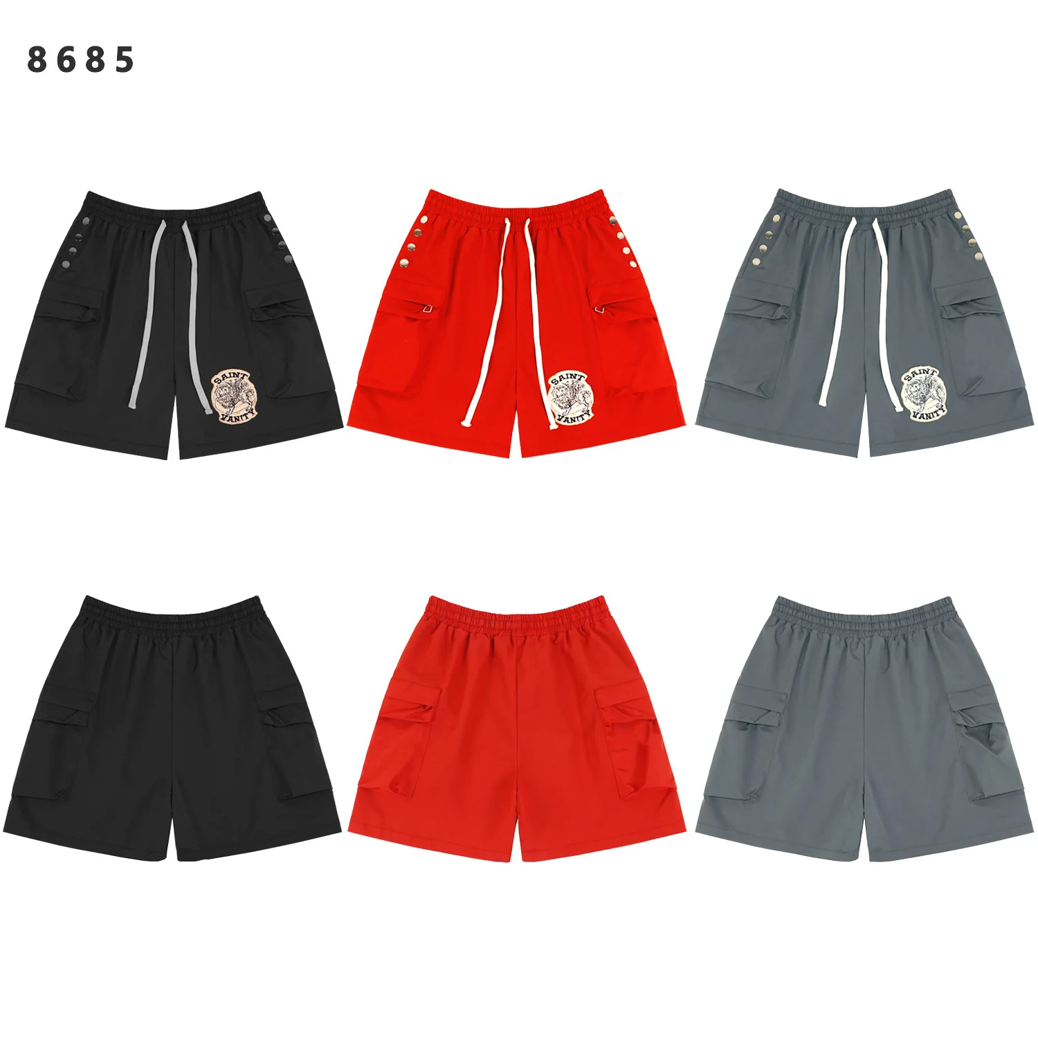 

SAINT VANI Embroidered Casual Sports orts Men Women Training Trendy High Street Loose Fit mid Waist Polyester Fiber