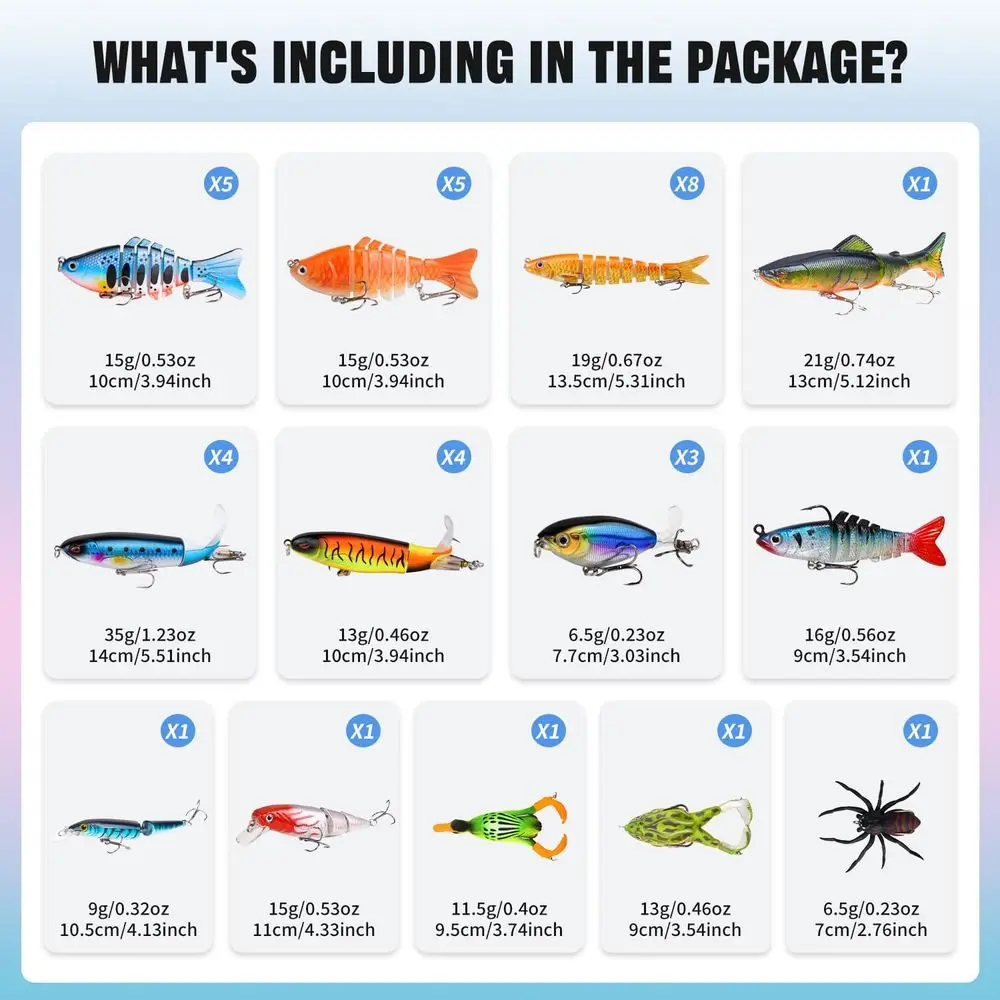 مجموعة طعوم صيد السمك الاصطناعية المختلطة بما في ذلك زعانف الغوص الأمامية وسطح البلمة بوبر كرنك الطعوم قلم رصاص VIB مع خطاف ولو الناعم #2