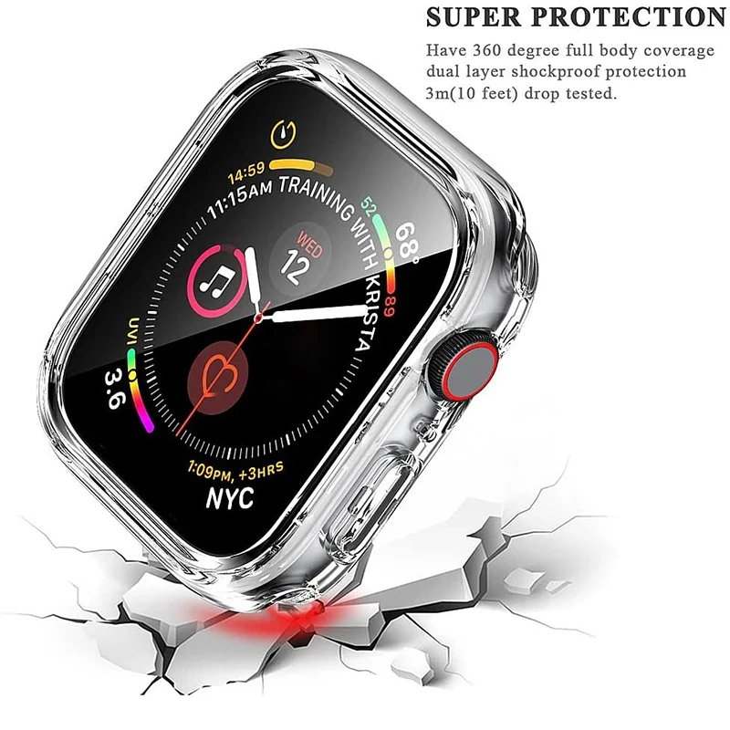 Glass+Cover For Apple Watch case 9 8 7 6 SE 5 4 3 iWatch Accessorie Screen Protector iwatch serie 45mm 41mm 44mm 40mm 42mm 38mm