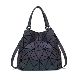 Luminous Bag Sequins Geometric Bags for Women 2024 Quilted Shoulder Bags Laser Plain Folding Female Handbags Bolsa Feminina