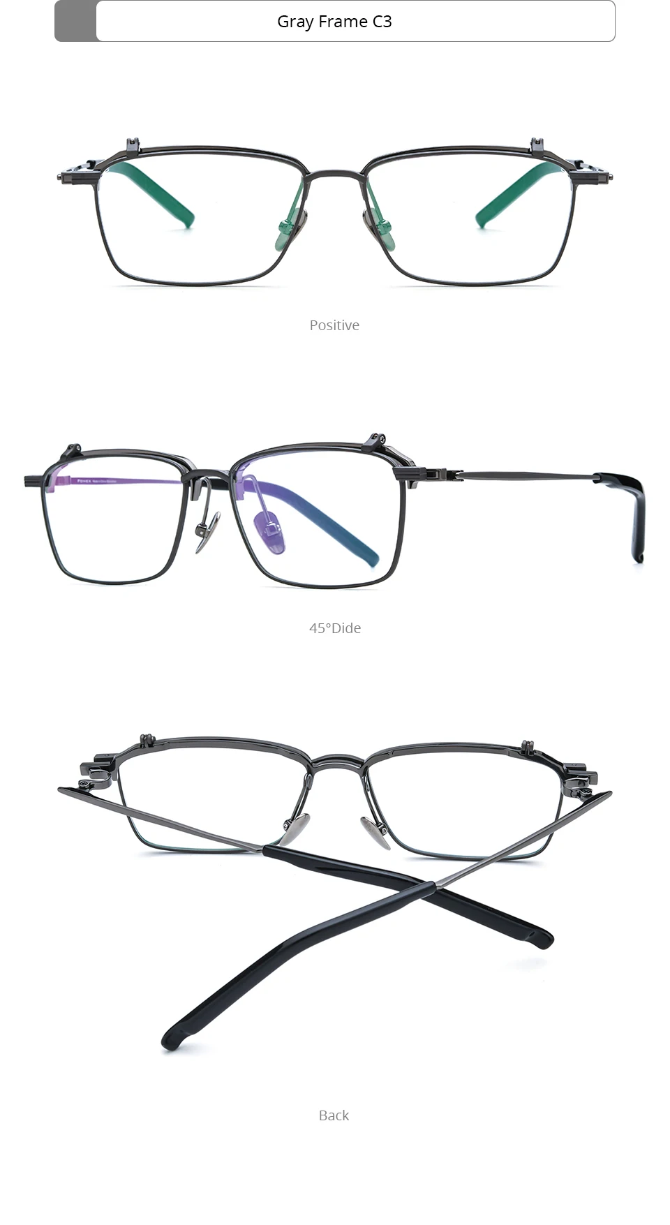 FONEX Titanium Glasses Frame Men Brand Design Flip Square Eyeglasses Frame Flip-up High Quality Japanese Ultralight Eyewear 401T