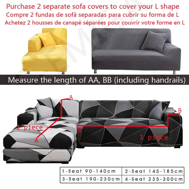 Stretch Fabric Sofa Cover For Living Room 1/2/3/4 Seater L Shaped Elastic Floral Sofa Skirt Covers Couch Slipcovers Home Decor