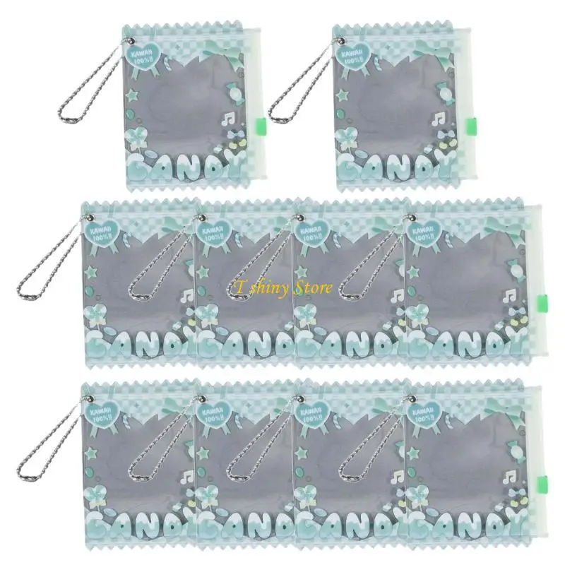 N58F 10Pcs Candy Inspired Seal Bag for Badge Showcasing Colorful PVC Protective Card Sleeves Trendy Keychain Accessories