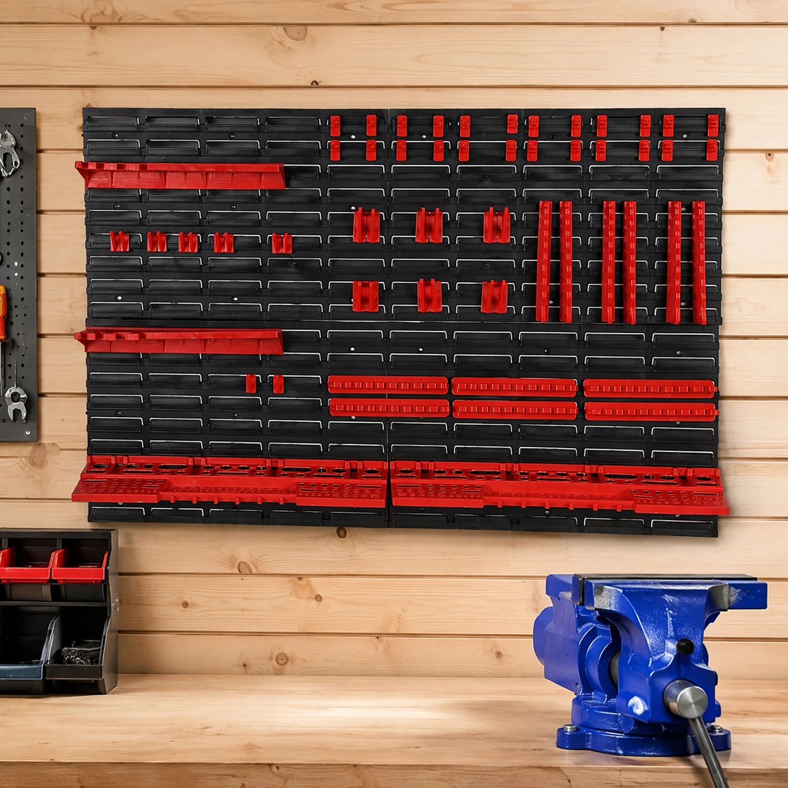Workshop Tool Organizer 68-Piece Pegboard Wall Mount Wrench Tray Holder Screwdriver Rack Triangle Hook Storage