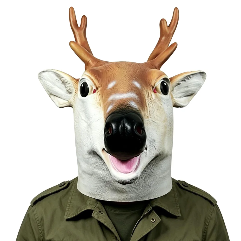 Animal Giraff Mask Cosplay Funny Sika Deer Latex Helmet Halloween Masquerade Carnival Dress Up Party Costumes Props
