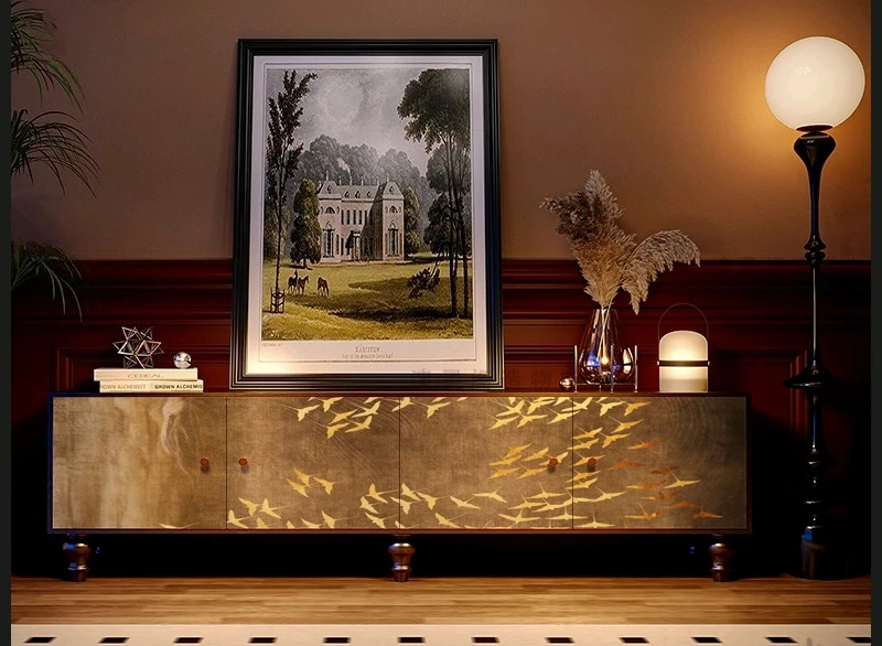 Golden Bird Solid Wood TV Cabinet Household Living Room Storage Cabinet