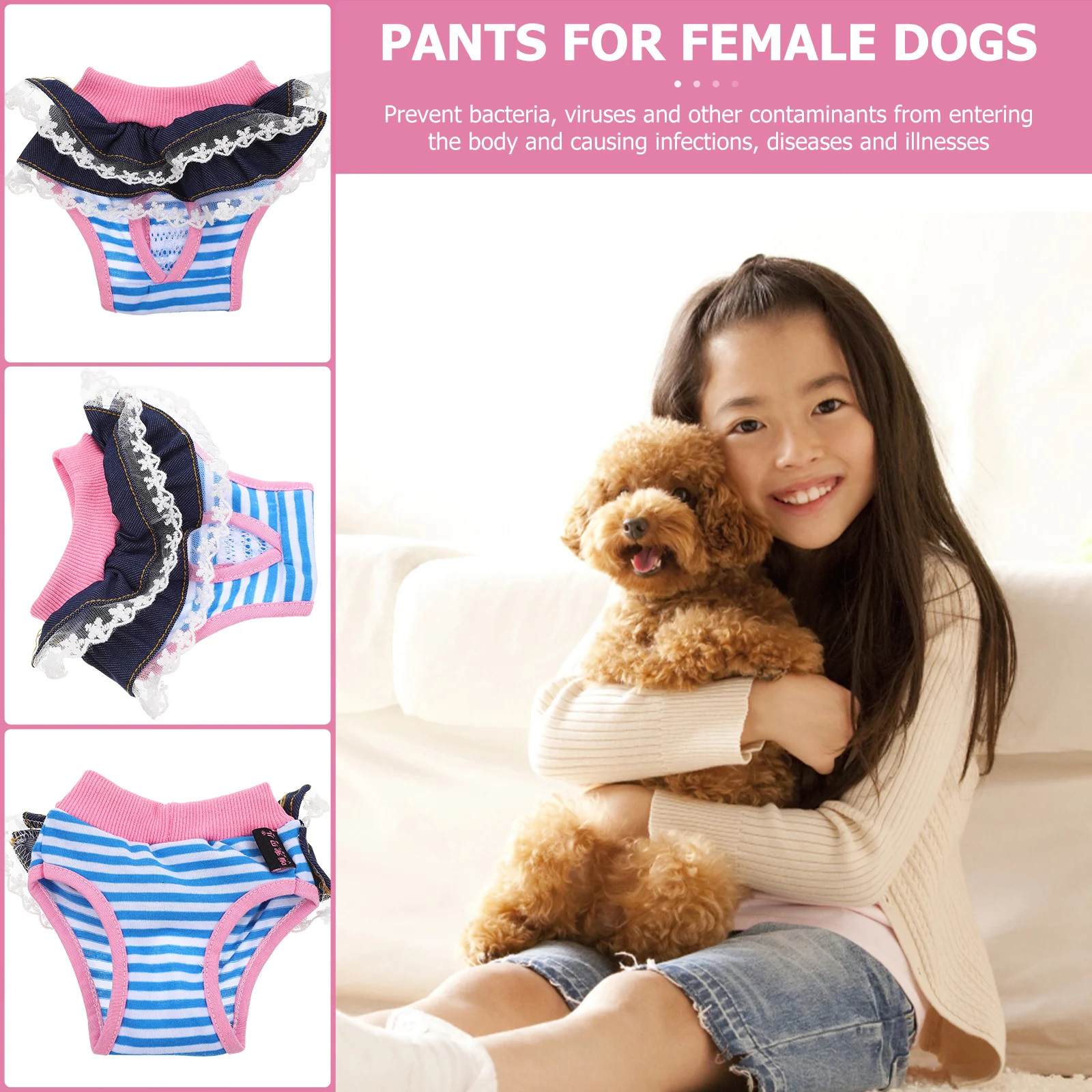 

Washable Dog Period Panties Female Pet Use Diaper Comfortable Stylish Puppy Sanitary Underwear Practical Safe Daily Wear