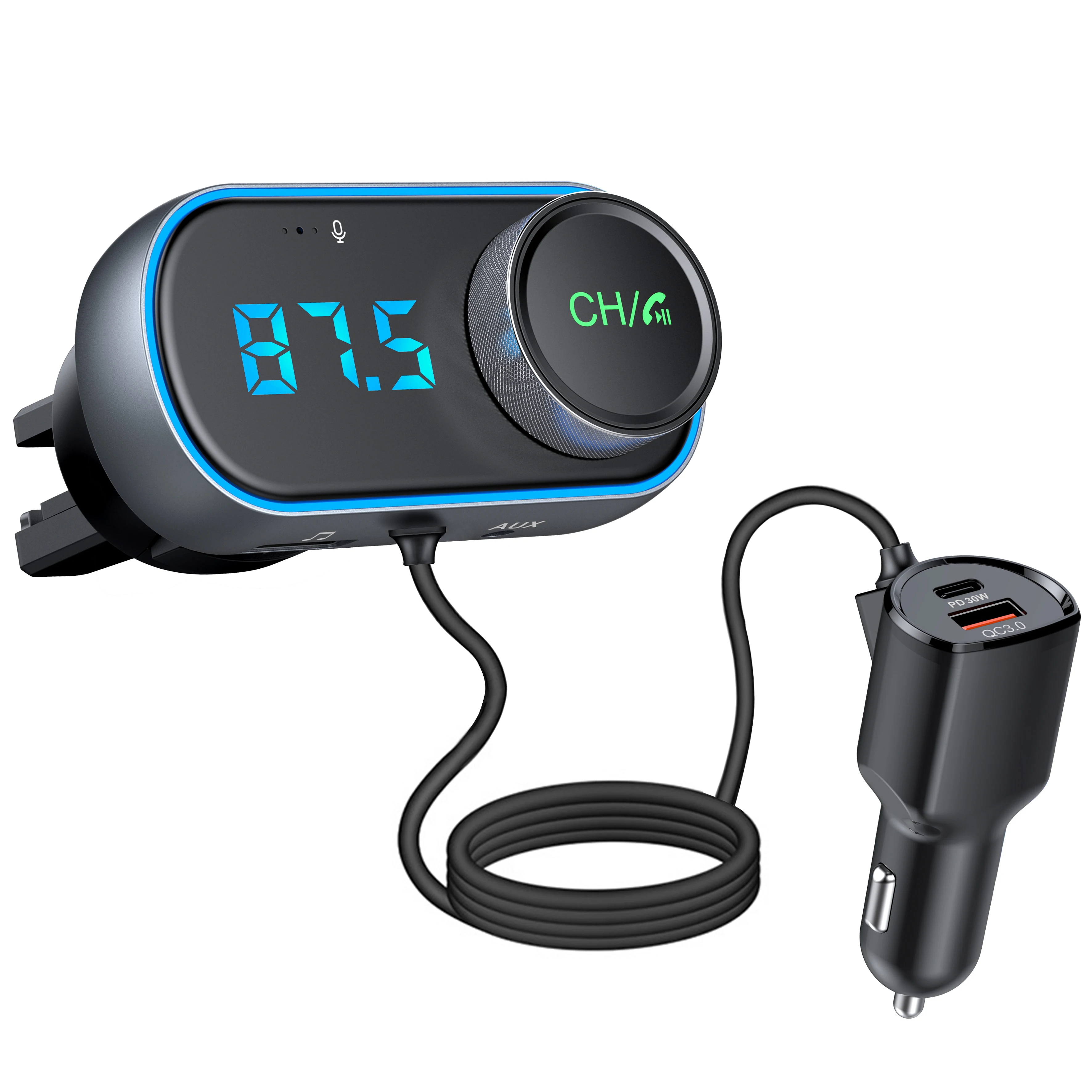 

NEW FM Transmitter USB QC3.0 PD Fast Charging AUX Receiver MP3 Player Handsfree Bluetooth 5.0 Car Kit FM Modulator