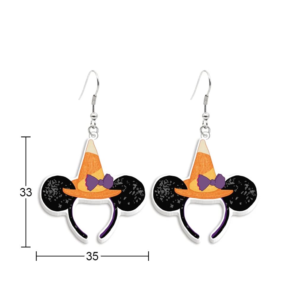 W Halloween Disney Mickey Acrylic Colorful Hanging Pendants Earrings For Women Girls Cute Insect Jewelry Decoration