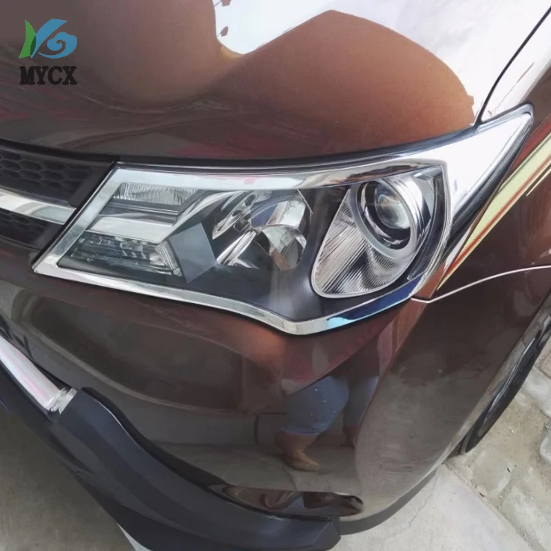 

For toyota RAV4 RAV 4 2013-2015 Exterior ABS Chrome Front Head Lights Lamp Headlight Cover Trim Lamp Shade Protection Frame