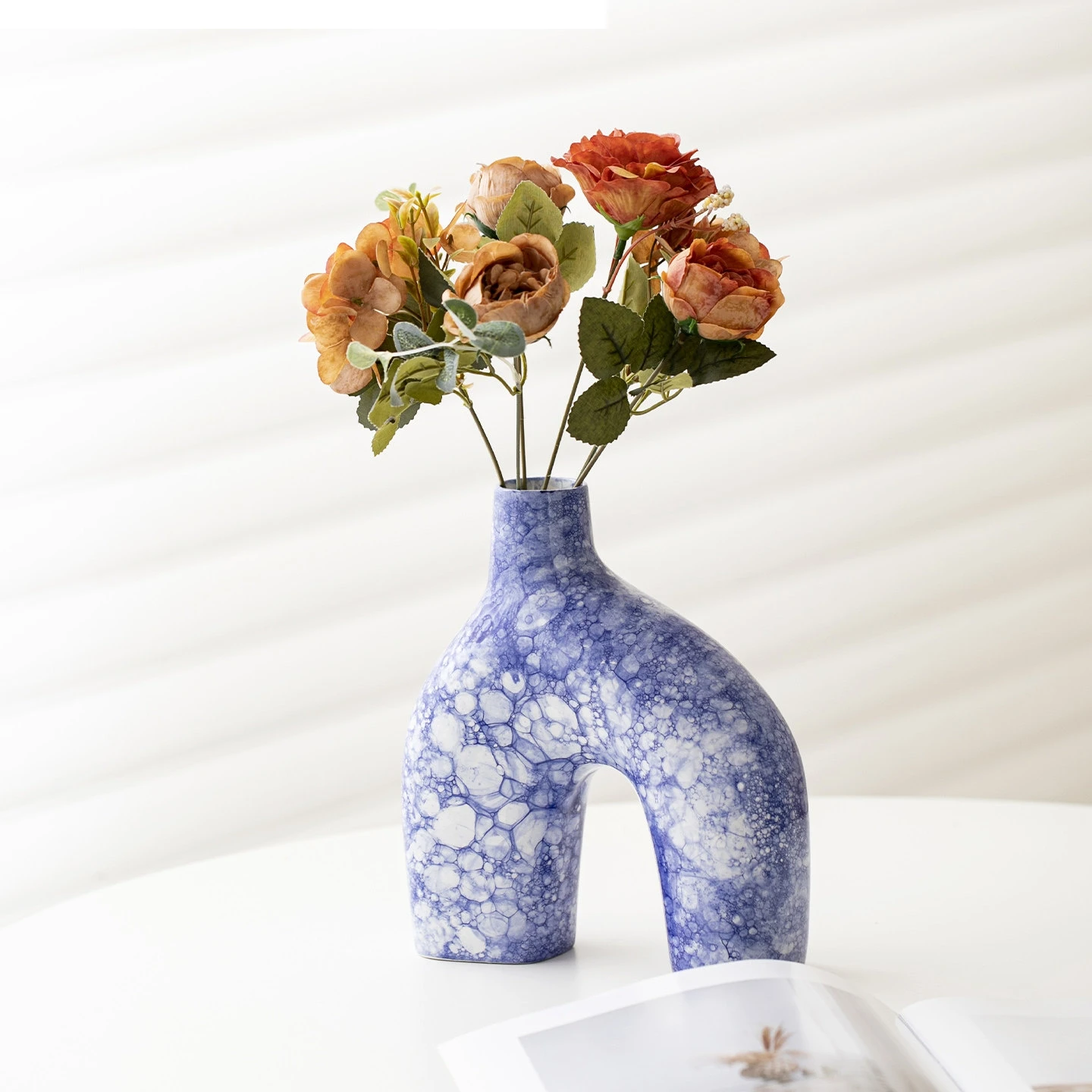 Ceramic Vase Bubble Pattern Geometry Carved Flower Arrangement Sculpture Ceramic Cobblestone Handicrafts Home Decoration
