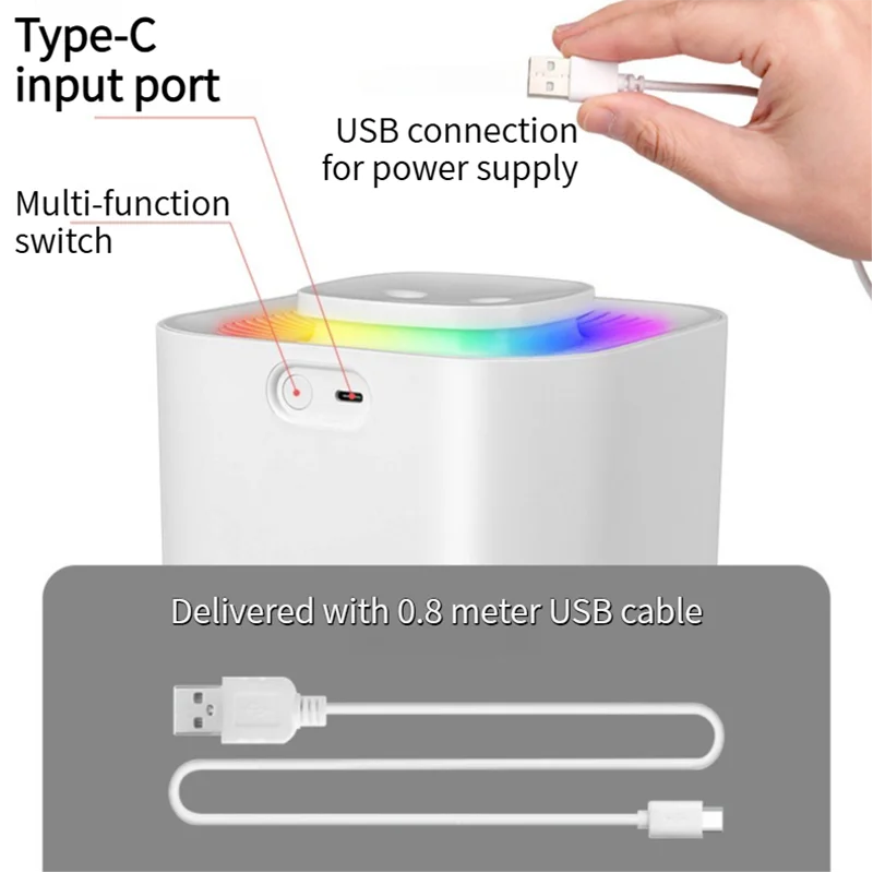 New 3.3L Air Humidifier Quiet Operation Aromatherapy Diffuser with Colorful Light 3 Modes and 8H Auto Power Off