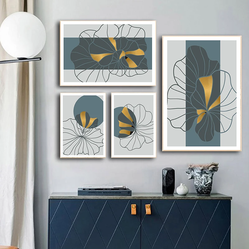 

Minimalist Line Floral Abstract Canvas Poster Printed Painting Art Wall Pictures Modern Dining Room Living Room Home Decoration