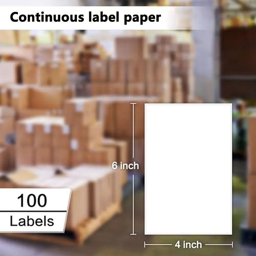 100 Pre Cut 4x6 inch Label Paper, Suitable for Thermal Printers, Single Self-Adhesive Address Postage Label (100 Sheets)