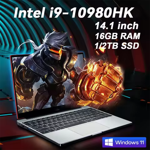 2026 Intel Core i9 10980HK Portable Laptop Computer 16GB DDR4 1TB 2TB SSD 14.1" Notebook Windows 11 4K Office Gaming PC